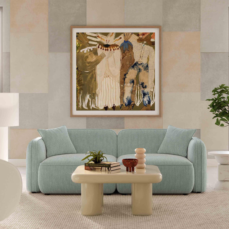 Travie Sea Blue Performance Corduroy Velvet Modular Loveseat