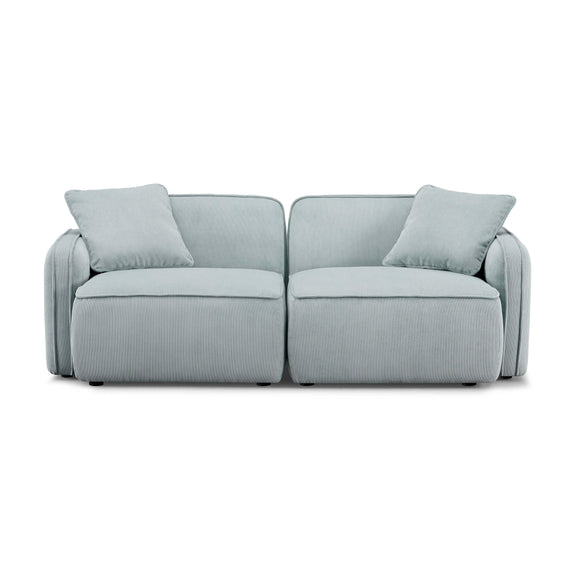 Travie Sea Blue Performance Corduroy Velvet Modular Loveseat