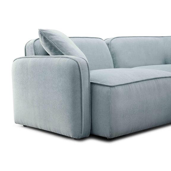 Travie Sea Blue Performance Corduroy Velvet Modular Loveseat