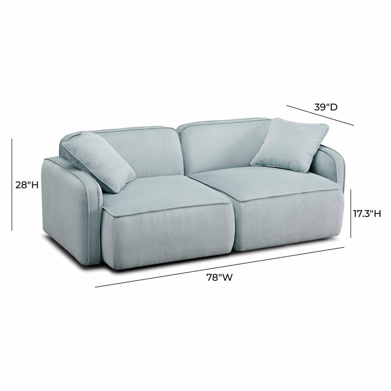 Travie Sea Blue Performance Corduroy Velvet Modular Loveseat