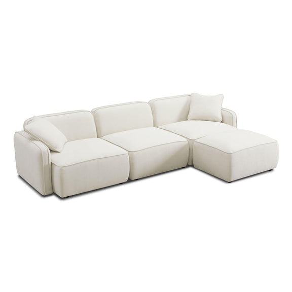 Travie Sand Upcycled Linen 4-Piece Modular Sectional