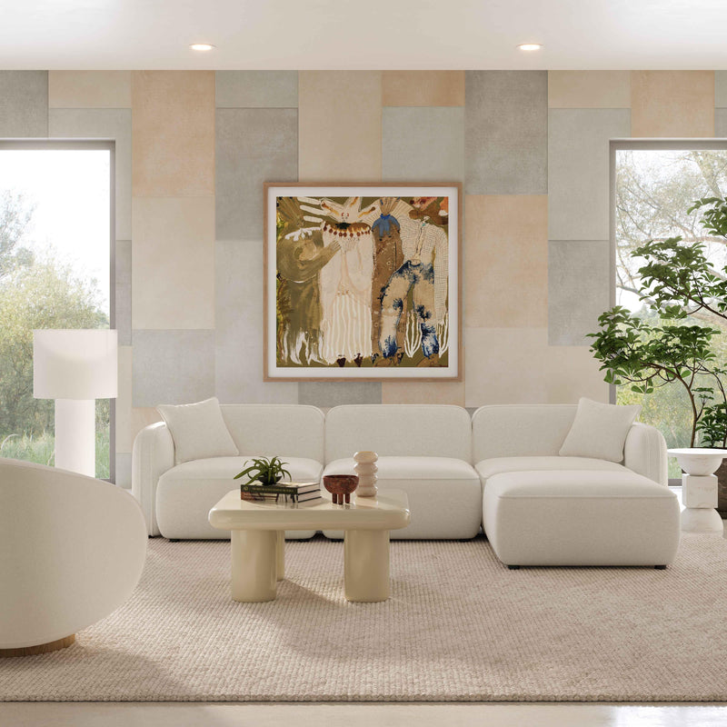 Travie Sand Upcycled Linen 4-Piece Modular Sectional