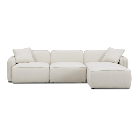 Travie Sand Upcycled Linen 4-Piece Modular Sectional
