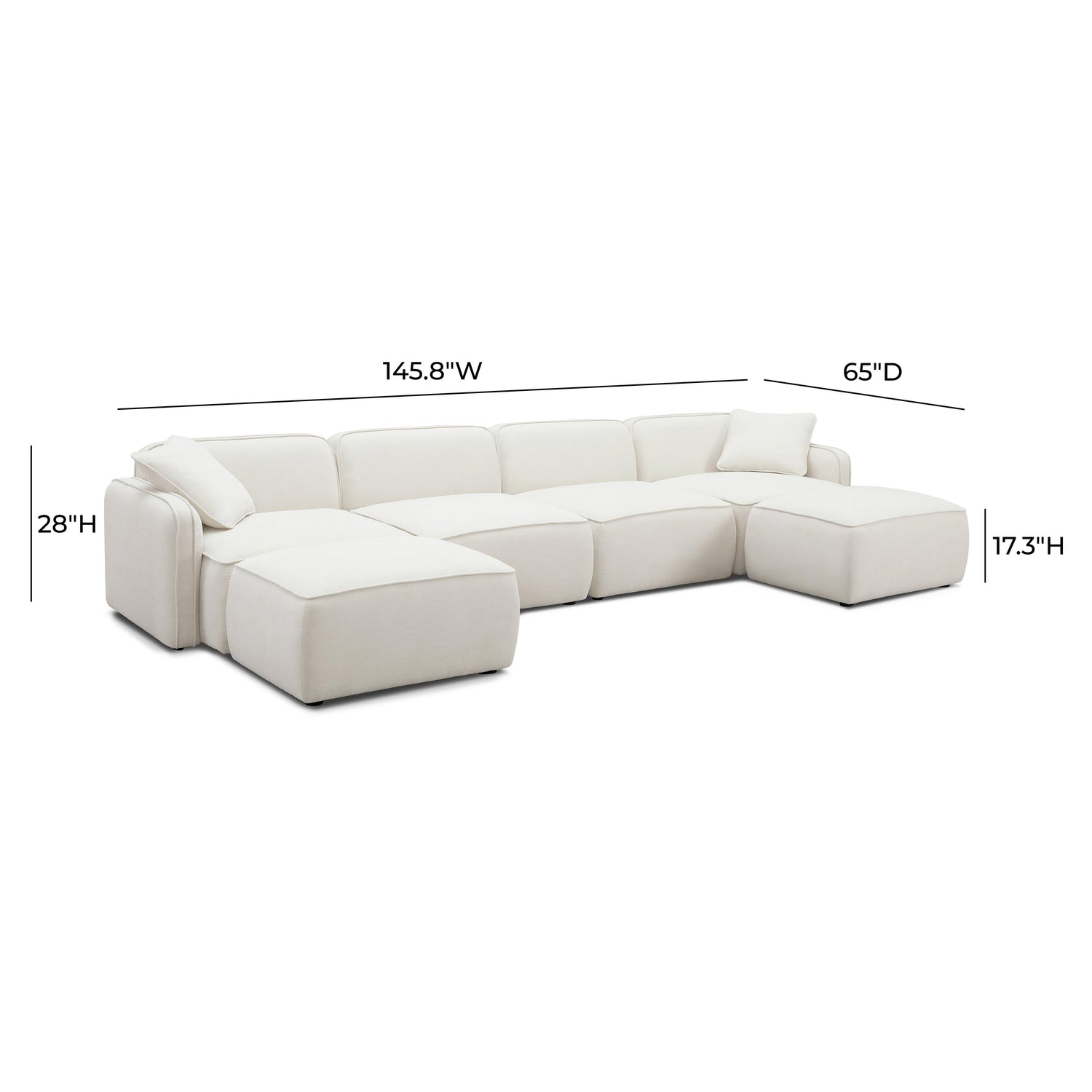 Travie Sand Upcycled Linen 6-Piece Modular U-Sectional