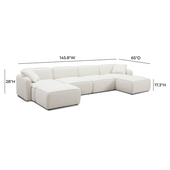 Travie Sand Upcycled Linen 6-Piece Modular U-Sectional