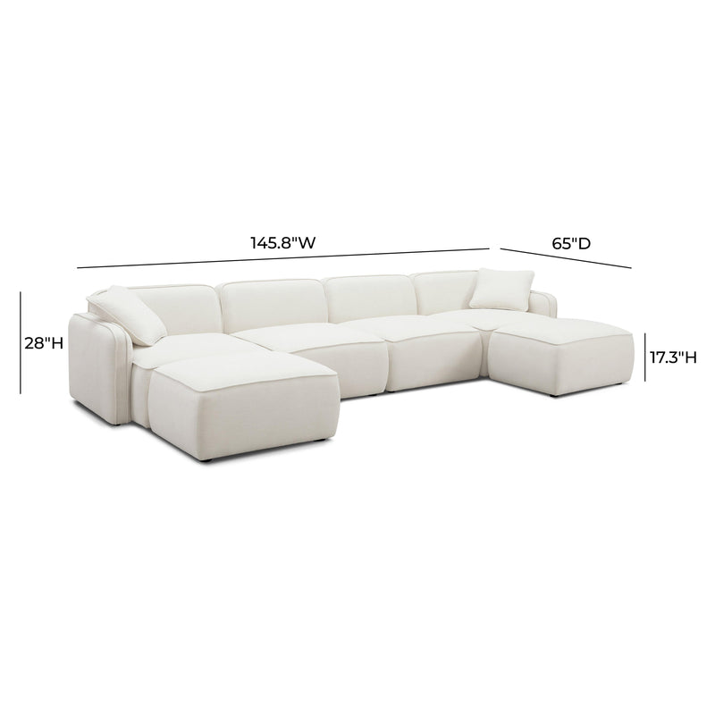 Travie Sand Upcycled Linen 6-Piece Modular U-Sectional