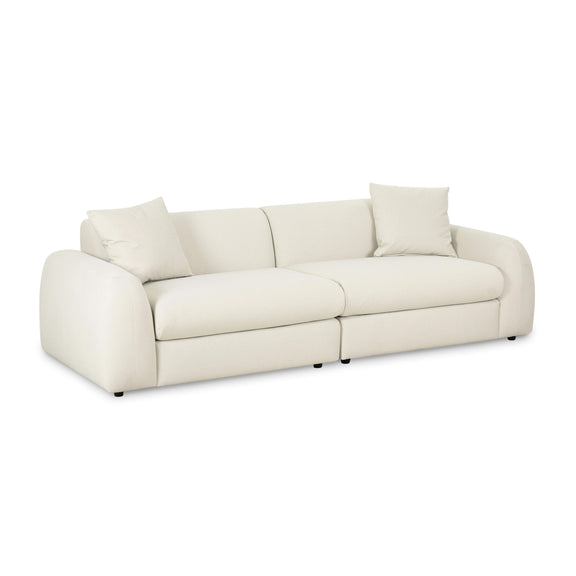 Kourtney Cream Faux Mohair 100 inch Sofa
