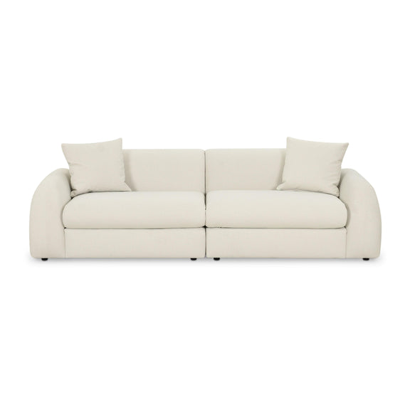 Kourtney Cream Faux Mohair 100 inch Sofa