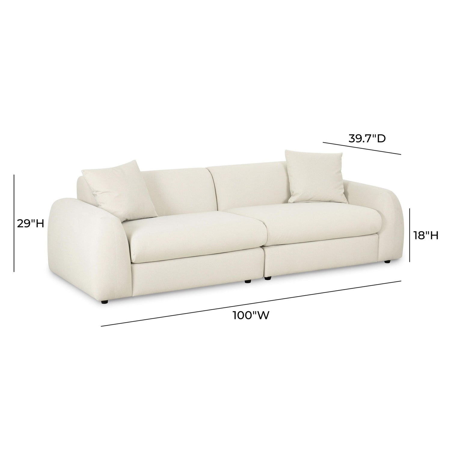 Kourtney Cream Faux Mohair 100 inch Sofa
