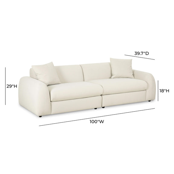 Kourtney Cream Faux Mohair 100 inch Sofa