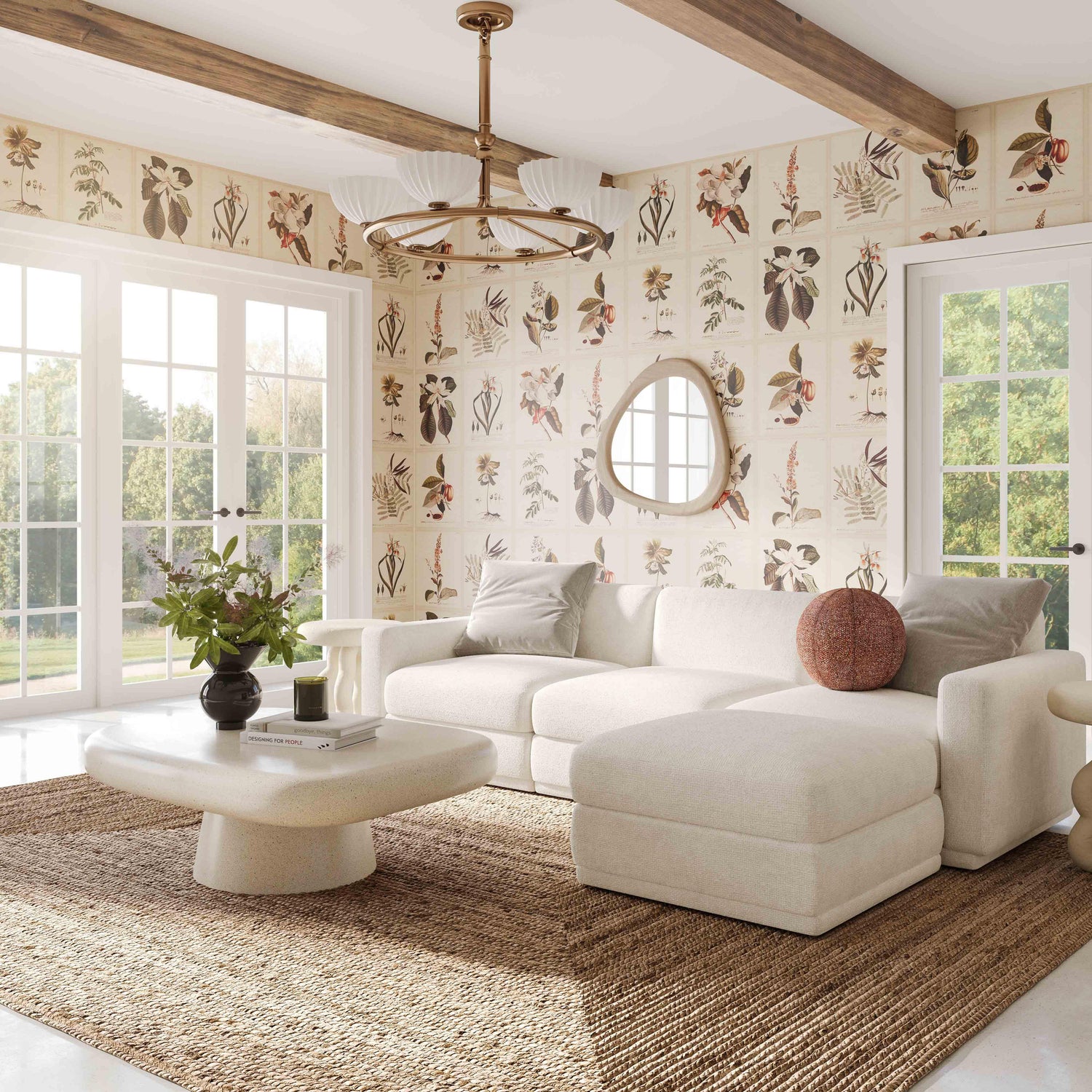 Perry Cream Chenille Modular Sectional