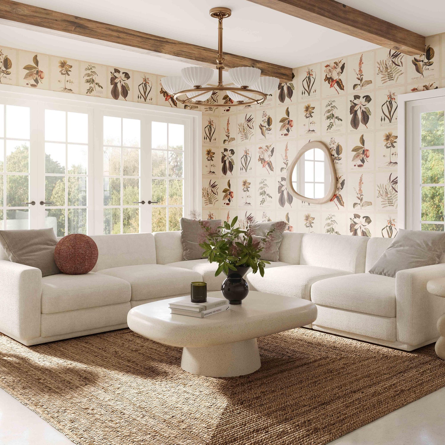 Perry Cream Chenille Modular L-Sectional