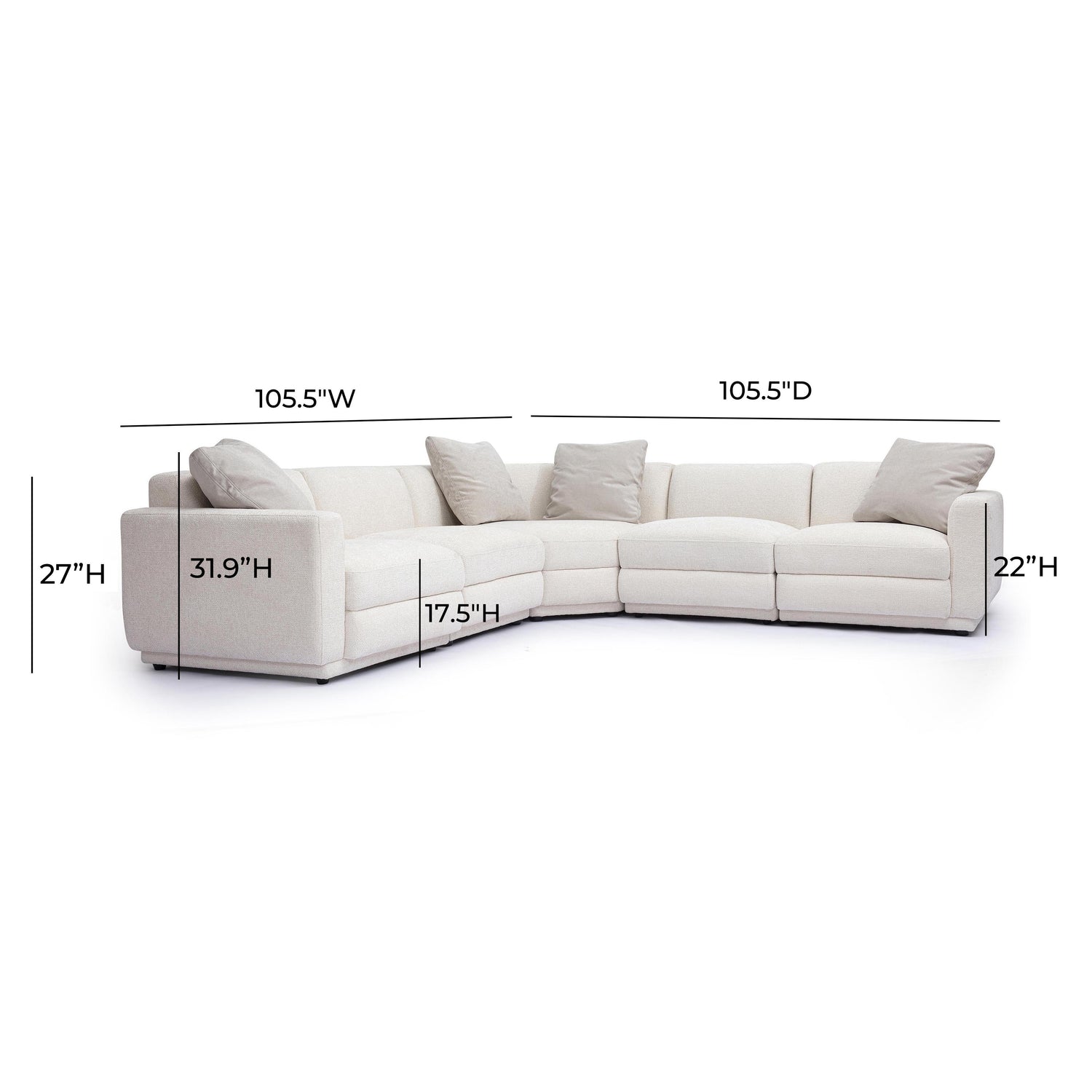 Perry Cream Chenille Modular L-Sectional