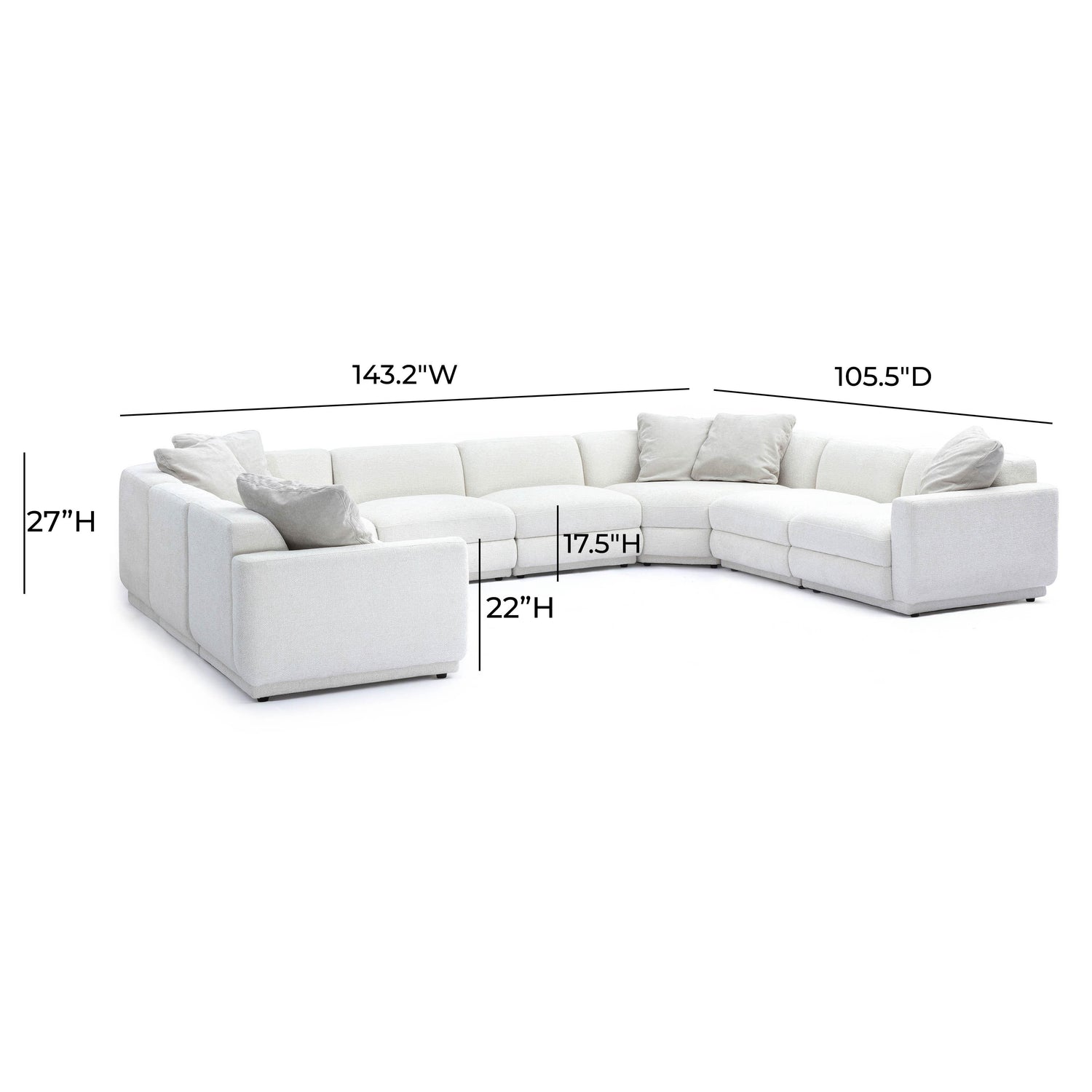 Perry Cream Chenille Modular Large U-Sectional