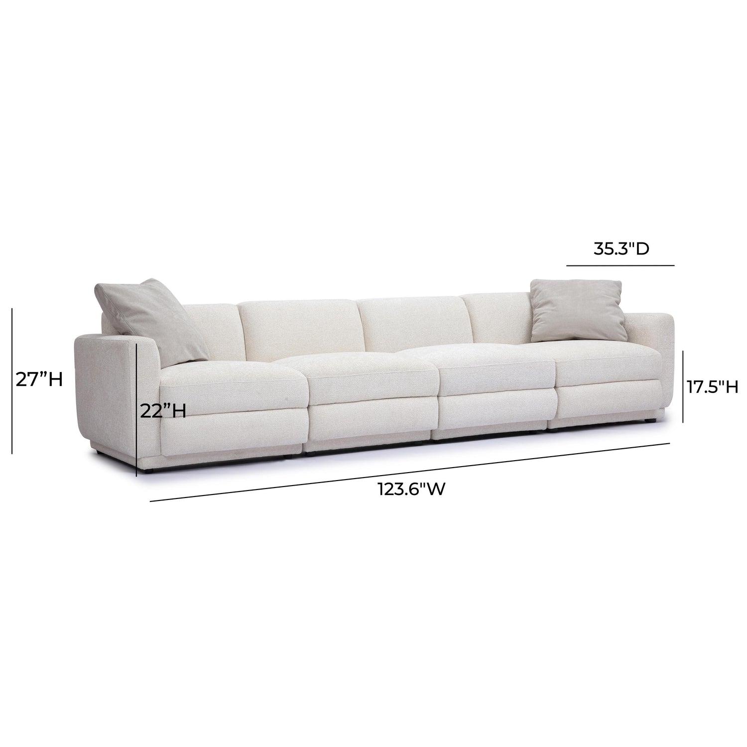 Perry Cream Chenille Modular Long Sofa
