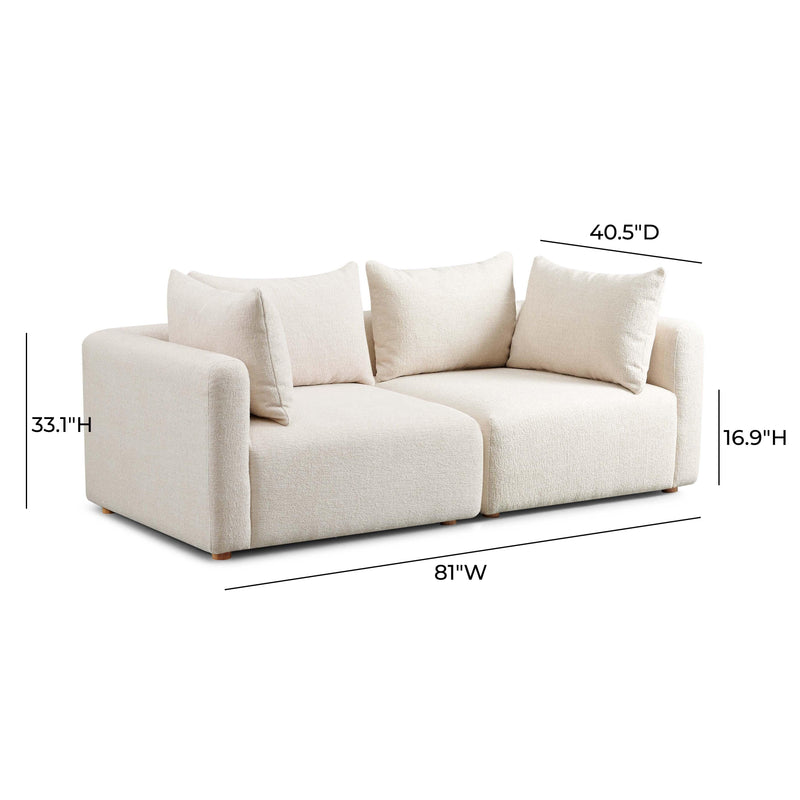 Hangover Cream Heavy Textured Fabric Loveseat
