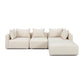 Hangover Cream Heavy Textured Fabric 4-Piece Modular Sectional
