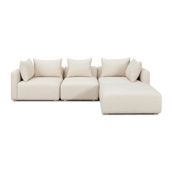 Hangover Cream Heavy Textured Fabric 4-Piece Modular Sectional