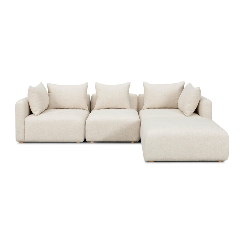 Hangover Cream Heavy Textured Fabric 4-Piece Modular Sectional