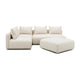 Hangover Cream Heavy Textured Fabric 4-Piece Modular Chaise Sectional
