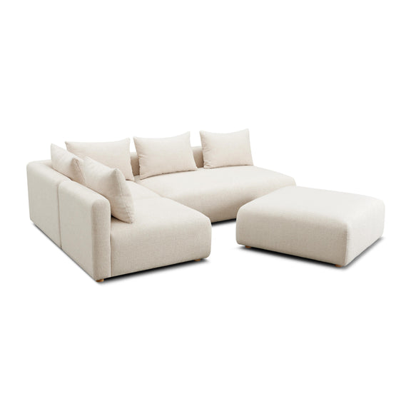 Hangover Cream Heavy Textured Fabric 4-Piece Modular Chaise Sectional