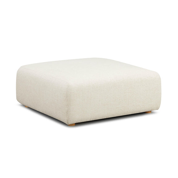 Hangover Cream Heavy Textured Fabric Ottoman