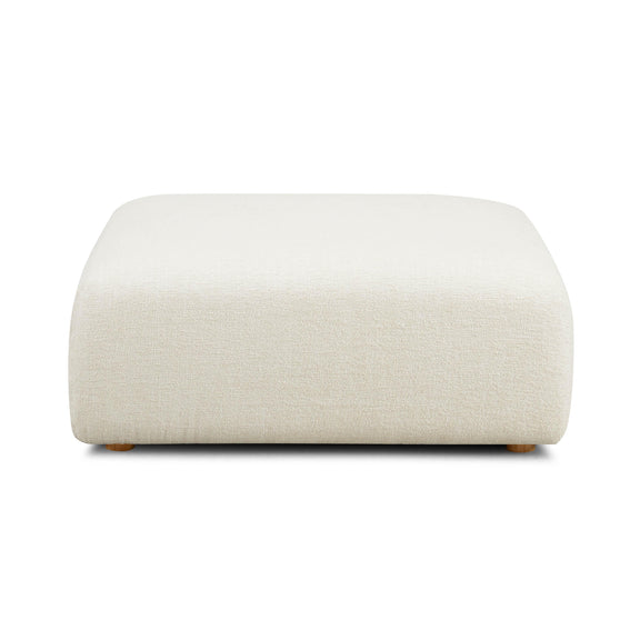 Hangover Cream Heavy Textured Fabric Ottoman