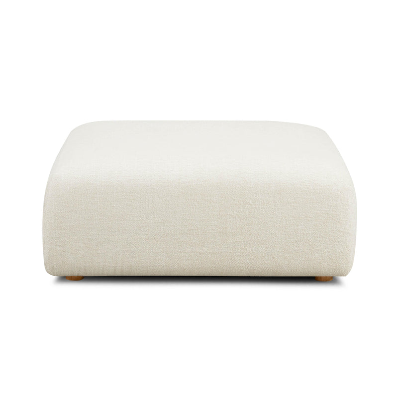 Hangover Cream Heavy Textured Fabric Ottoman