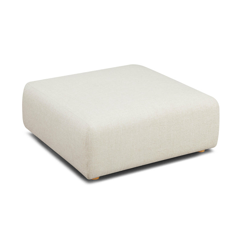 Hangover Cream Heavy Textured Fabric Ottoman