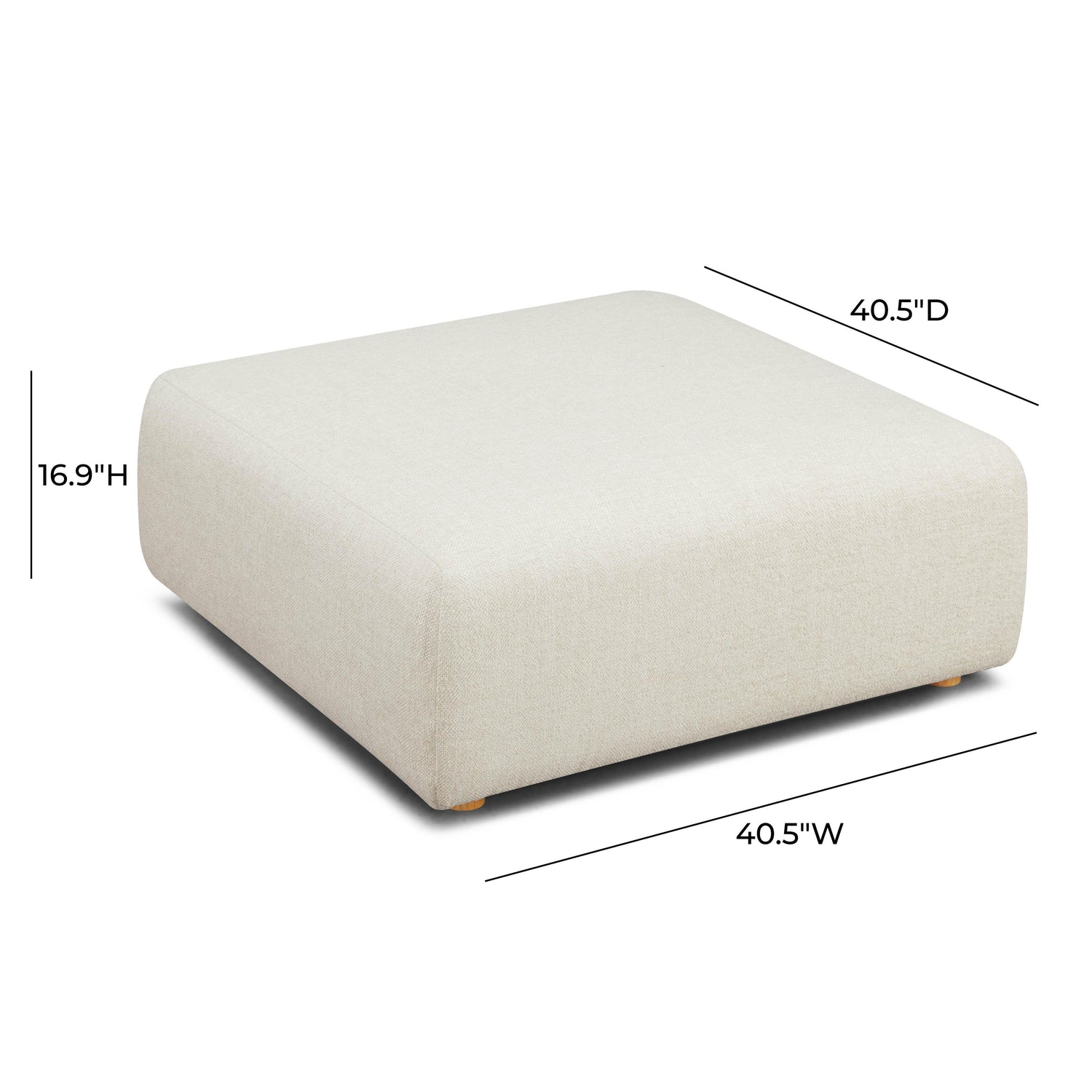 Hangover Cream Heavy Textured Fabric Ottoman