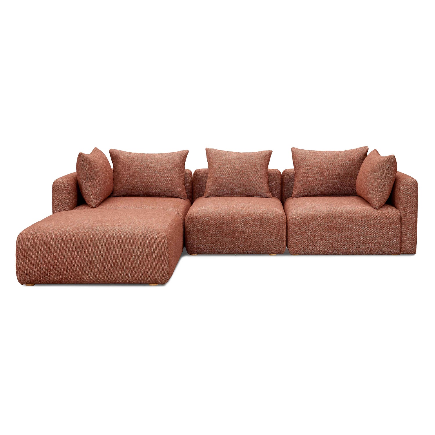 Hangover Sedona Red Textured Fabric 4-Piece Modular Sectional