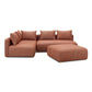 Hangover Sedona Red Textured Fabric 4-Piece Modular Chaise Sectional