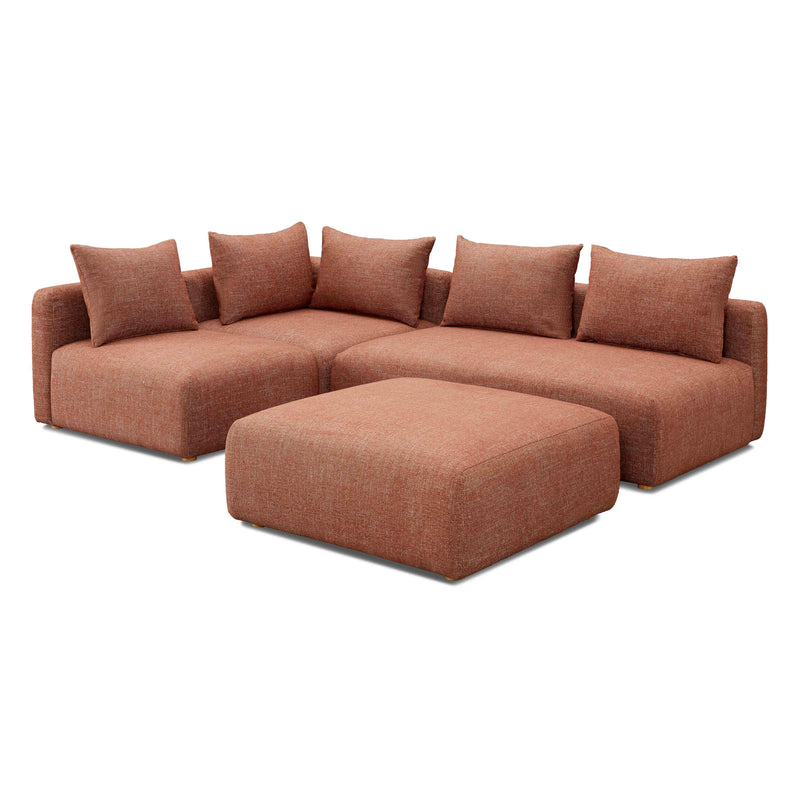 Hangover Sedona Red Textured Fabric 4-Piece Modular Chaise Sectional