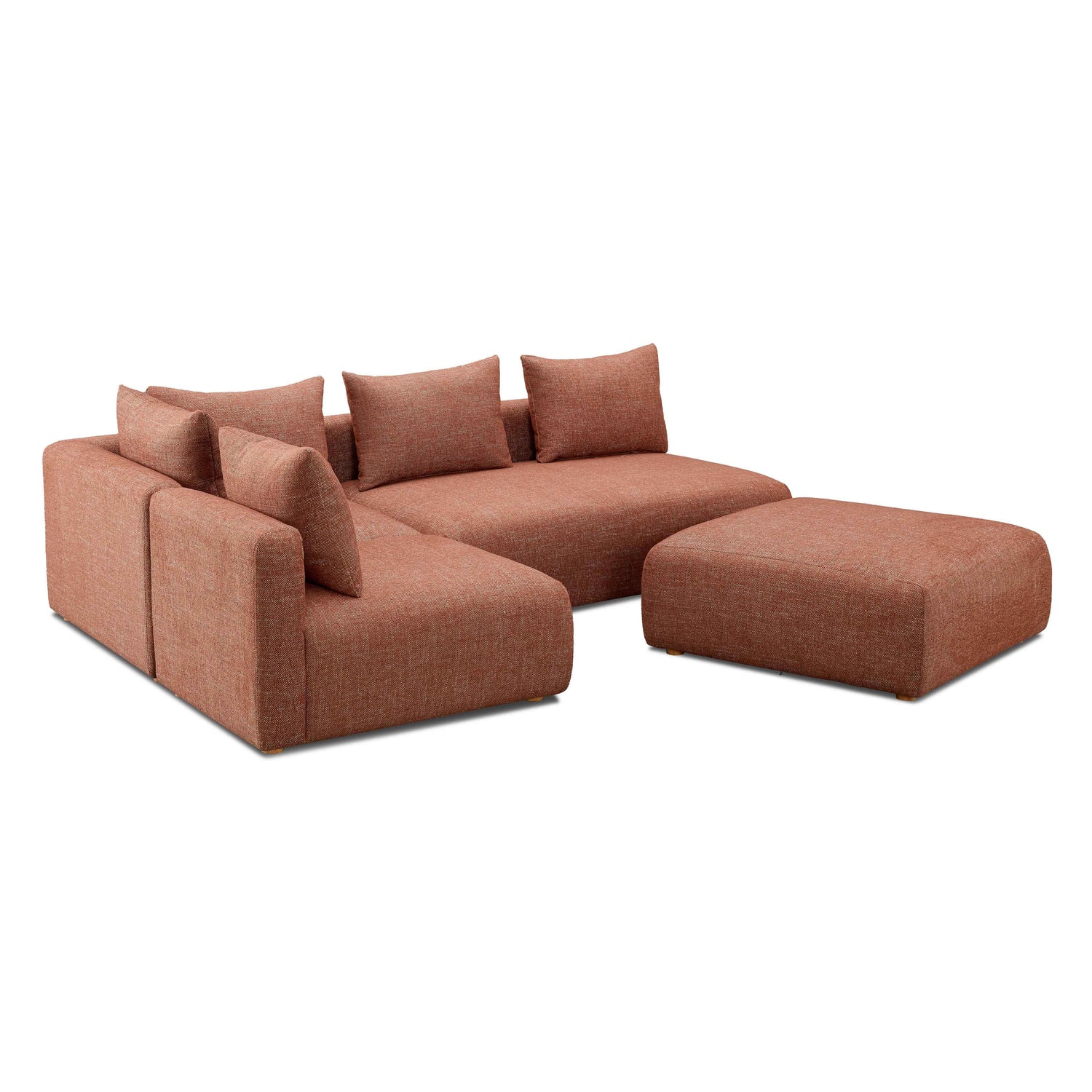 Hangover Sedona Red Textured Fabric 4-Piece Modular Chaise Sectional