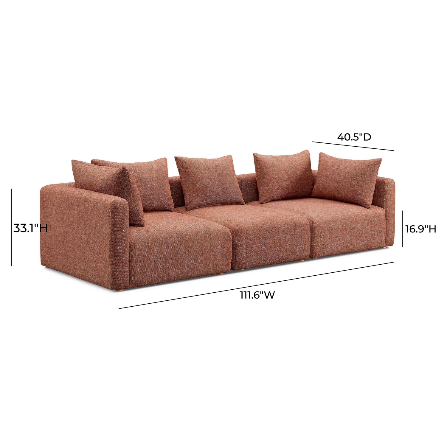 Hangover Sedona Red Textured Fabric Sofa