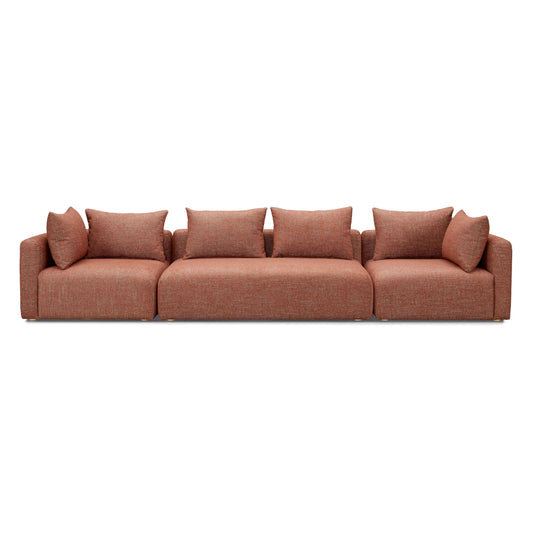 Hangover Sedona Red Textured Fabric 145 inch Long Sofa