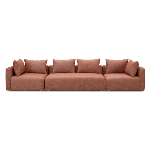 Hangover Sedona Red Textured Fabric 145 inch Long Sofa