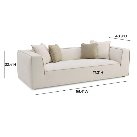 Tristine 96" Cream Contract-Grade Linen Sofa