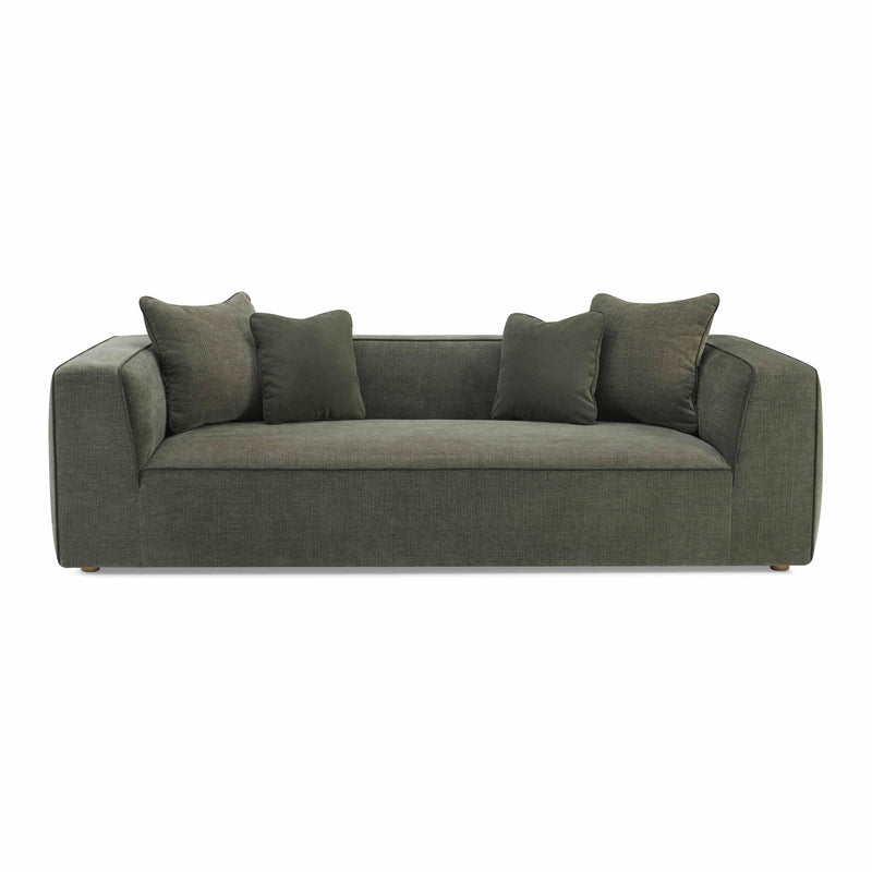 Tristine 96" Olive Green Upcycled Performance Basketweave Sofa