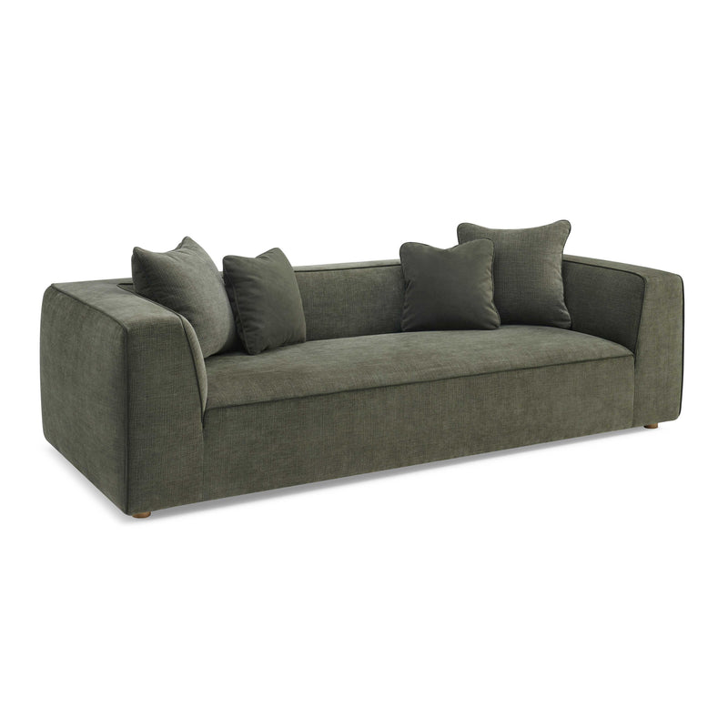 Tristine 96" Olive Green Upcycled Performance Basketweave Sofa