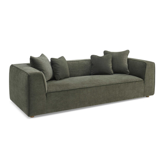 Tristine 96" Olive Green Upcycled Performance Basketweave Sofa