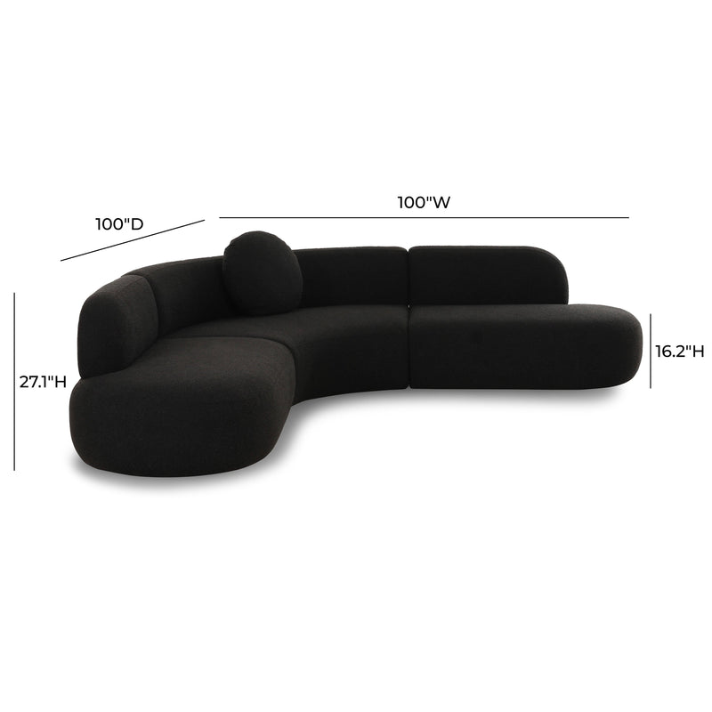 Broohah Black Boucle Sectional