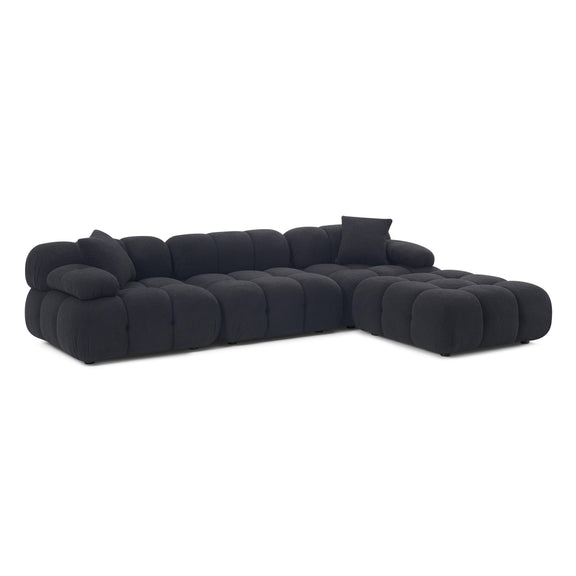 Calliope Black Vegan Shearling 4-piece Modular Sectional