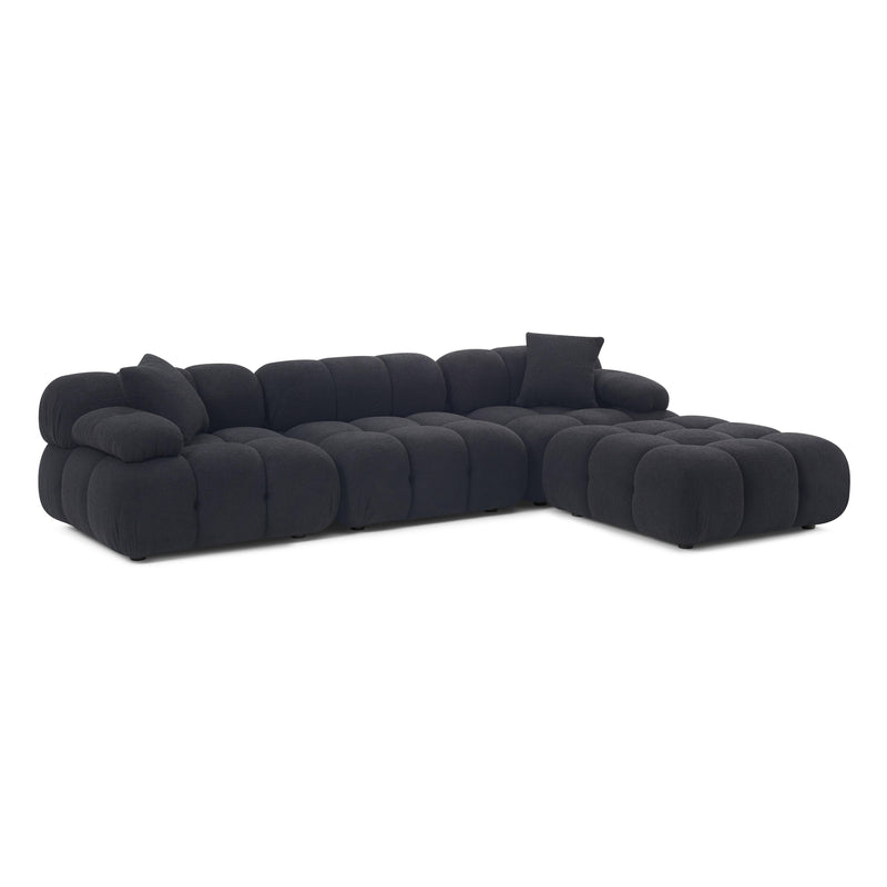 Calliope Black Vegan Shearling 4-piece Modular Sectional