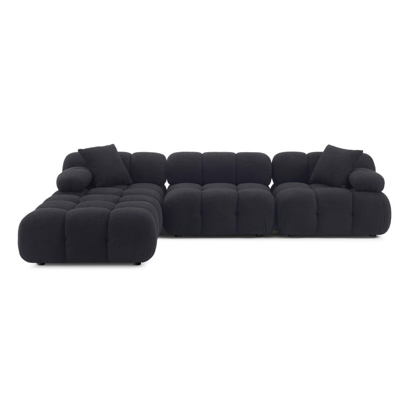 Calliope Black Vegan Shearling 4-piece Modular Sectional