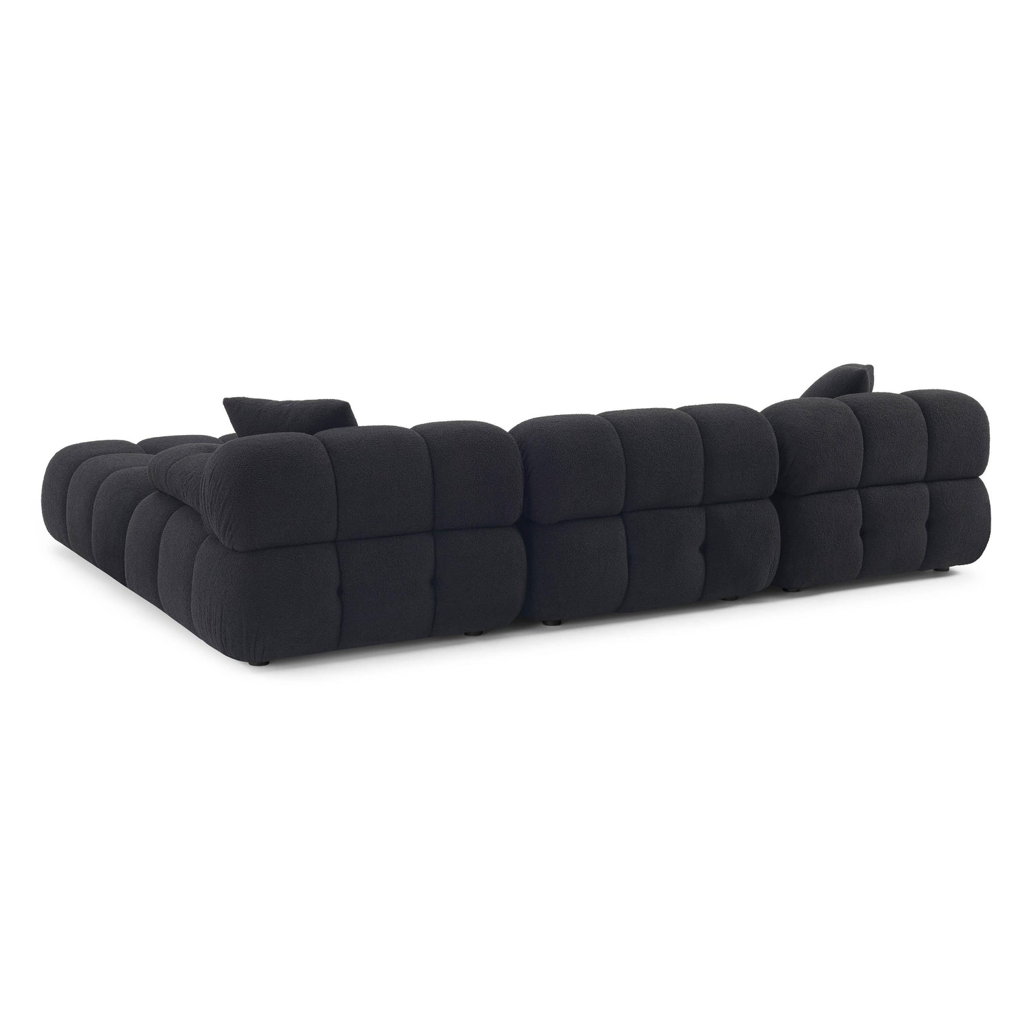 Calliope Black Vegan Shearling 4-piece Modular Sectional