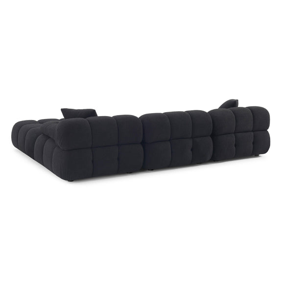 Calliope Black Vegan Shearling 4-piece Modular Sectional