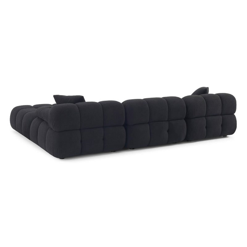 Calliope Black Vegan Shearling 4-piece Modular Sectional
