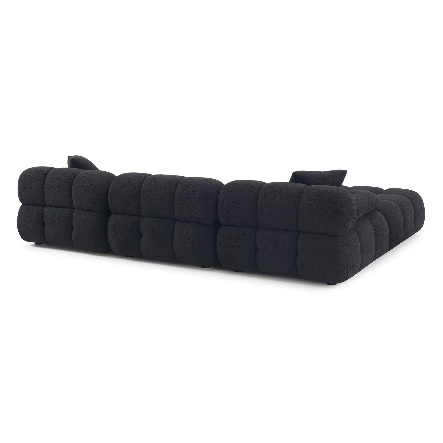 Calliope Black Vegan Shearling 4-piece Modular Sectional