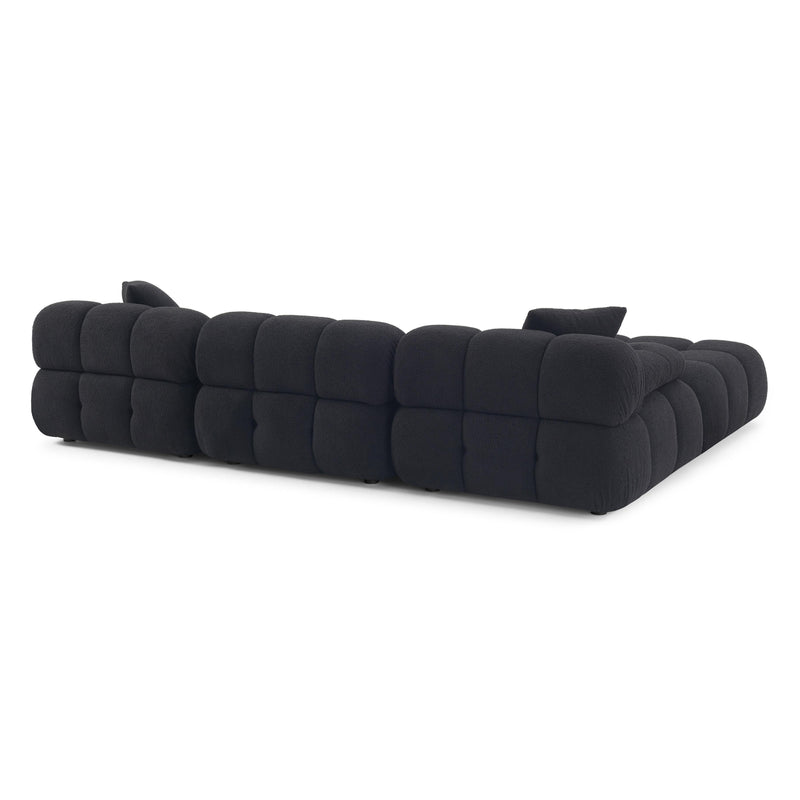 Calliope Black Vegan Shearling 4-piece Modular Sectional